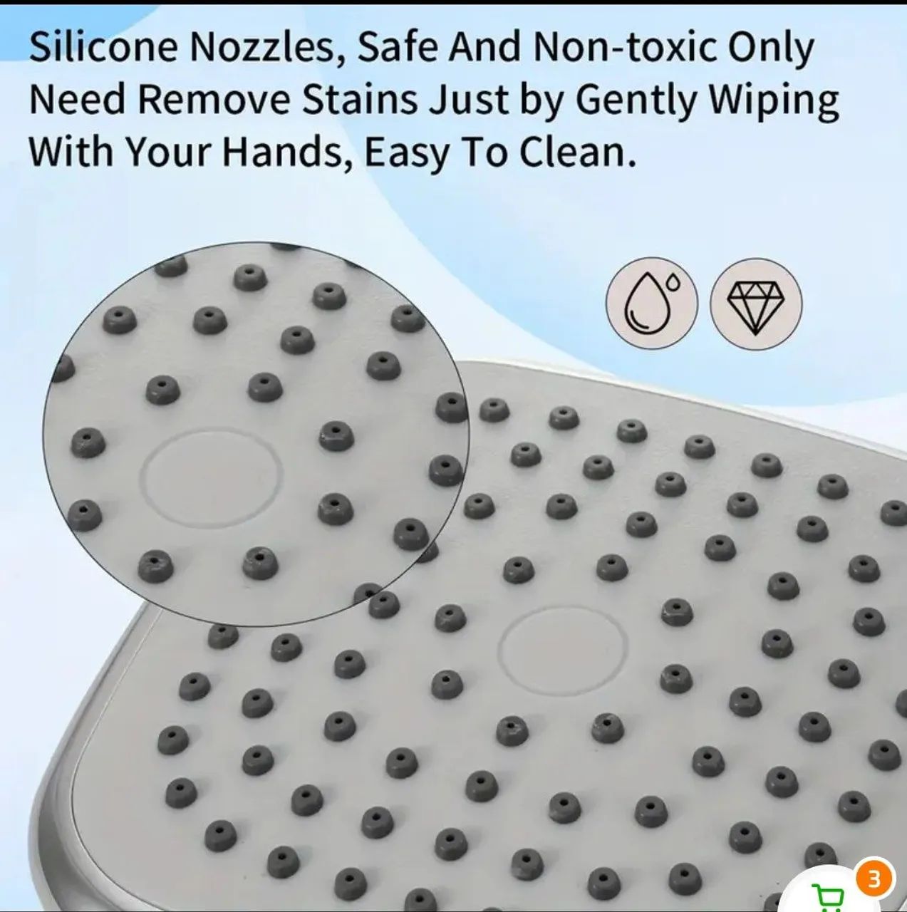 Chuveiro de plástico UBS com bivis de silicone. - Foto 3