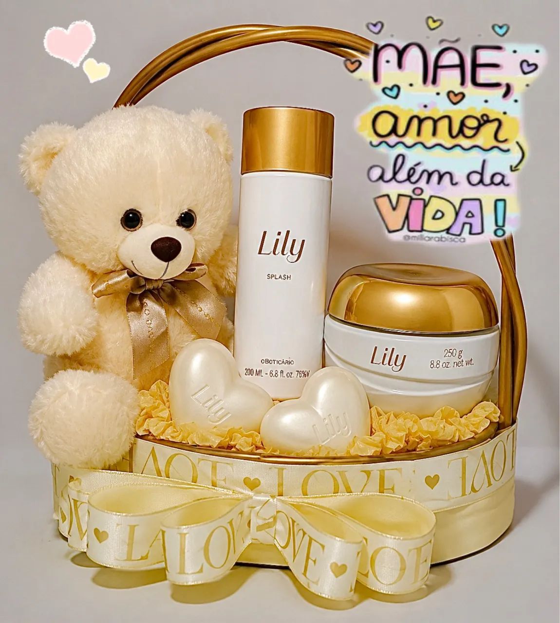 Cestas. Cesta Lily o Boticário com URSINHO R$349,99