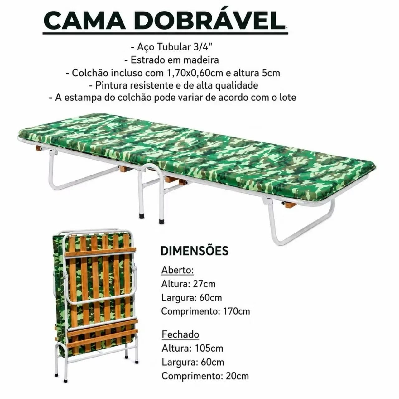 Cama de Solteiro Dobrável  - Foto 2