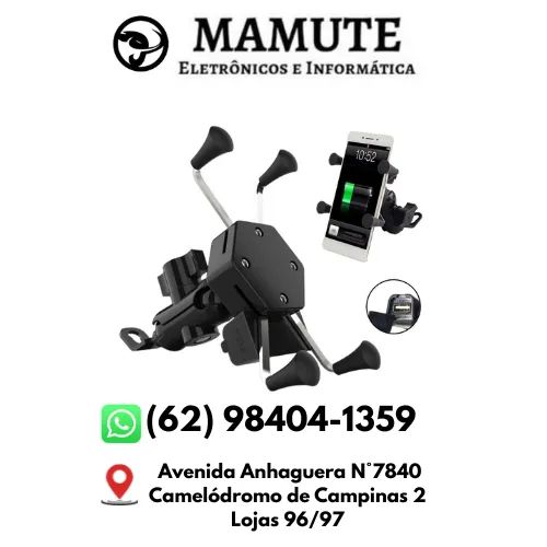 Suporte Celular Moto Com Carregador Universal Usb Garra X
