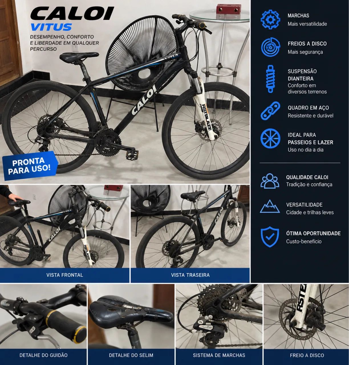 Bicicleta Caloi Vitus com Marchas e Freio a Disco