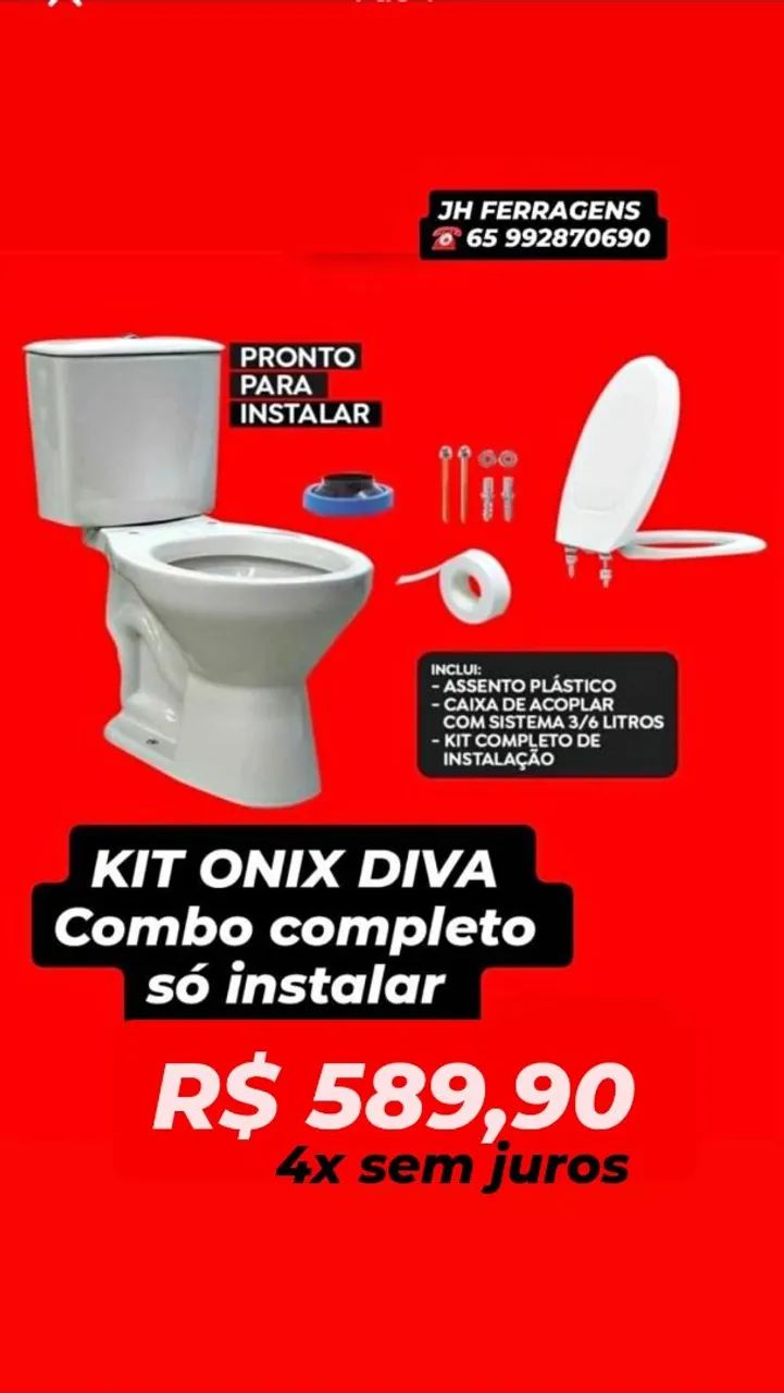 Vaso c/ Caixa acoplada kit completo 