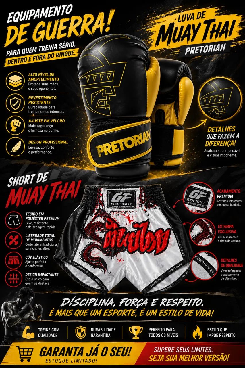 Luva de muay thai e Short de thay