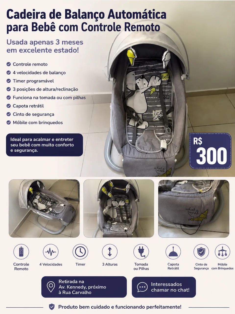 Cadeira de balanço automatica - Foto 3