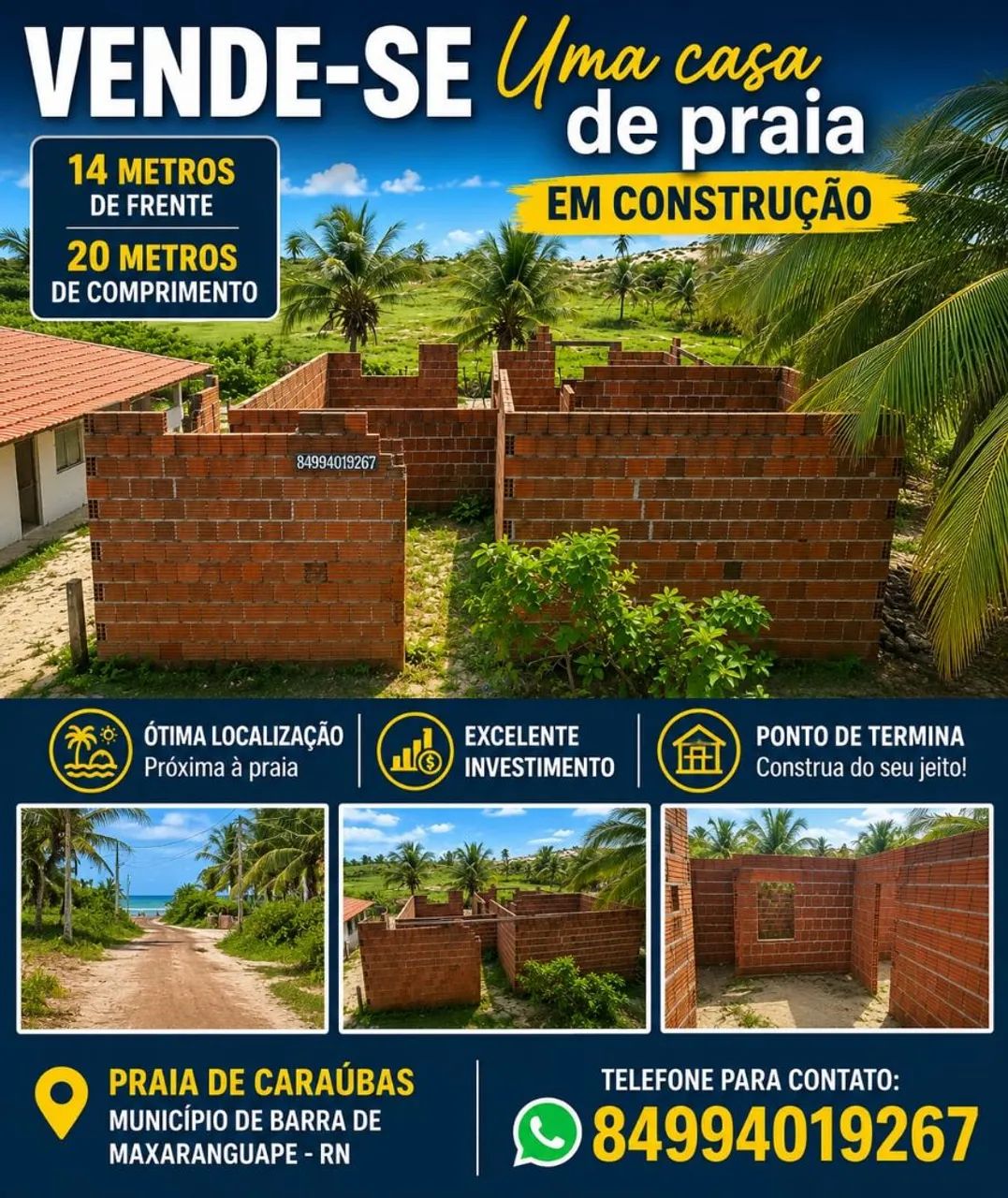 Casa na praia de Caraúbas 