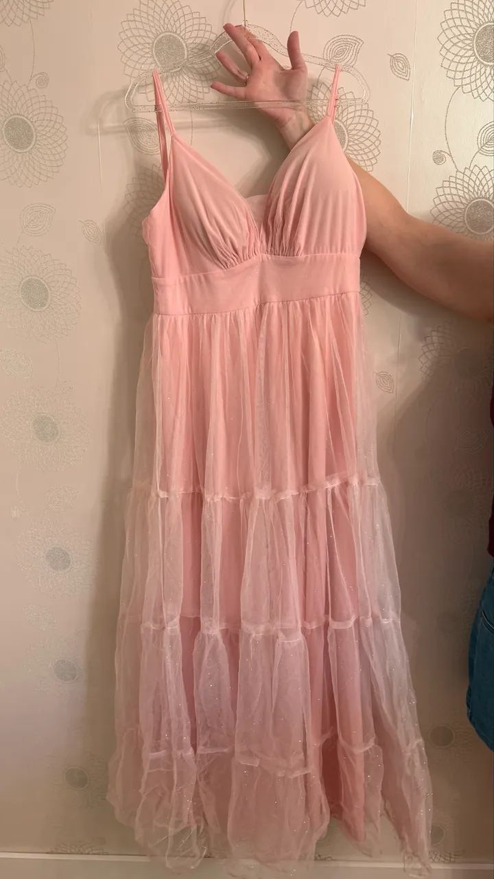 Vestido Rosa com Glitter tamanho G