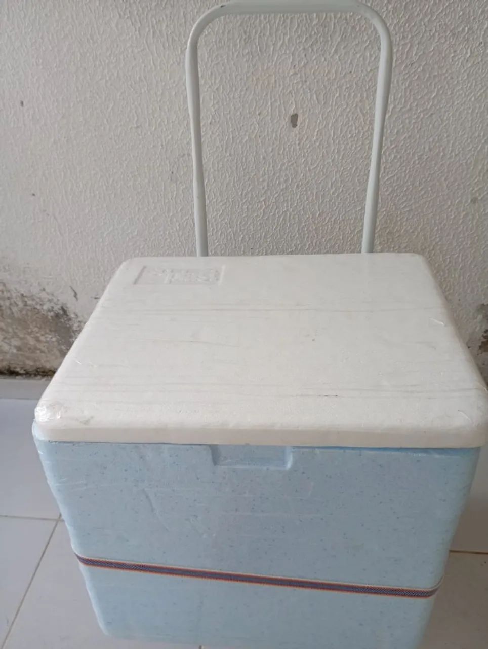 Caixa de isopor + carrinho 