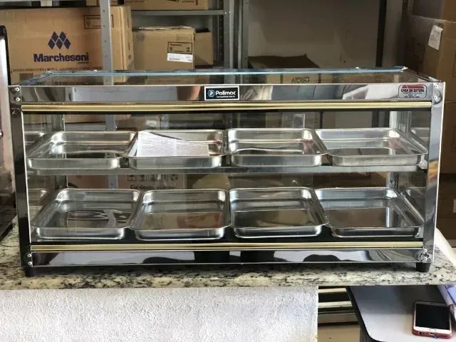 Estufa Vitrine Quente de Salgados 8 Bandejas Vidro Reto - Foto 3