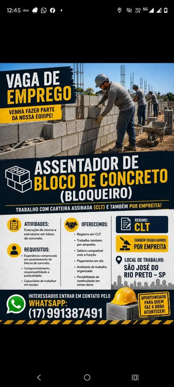 Assentamento de bloco de concreto