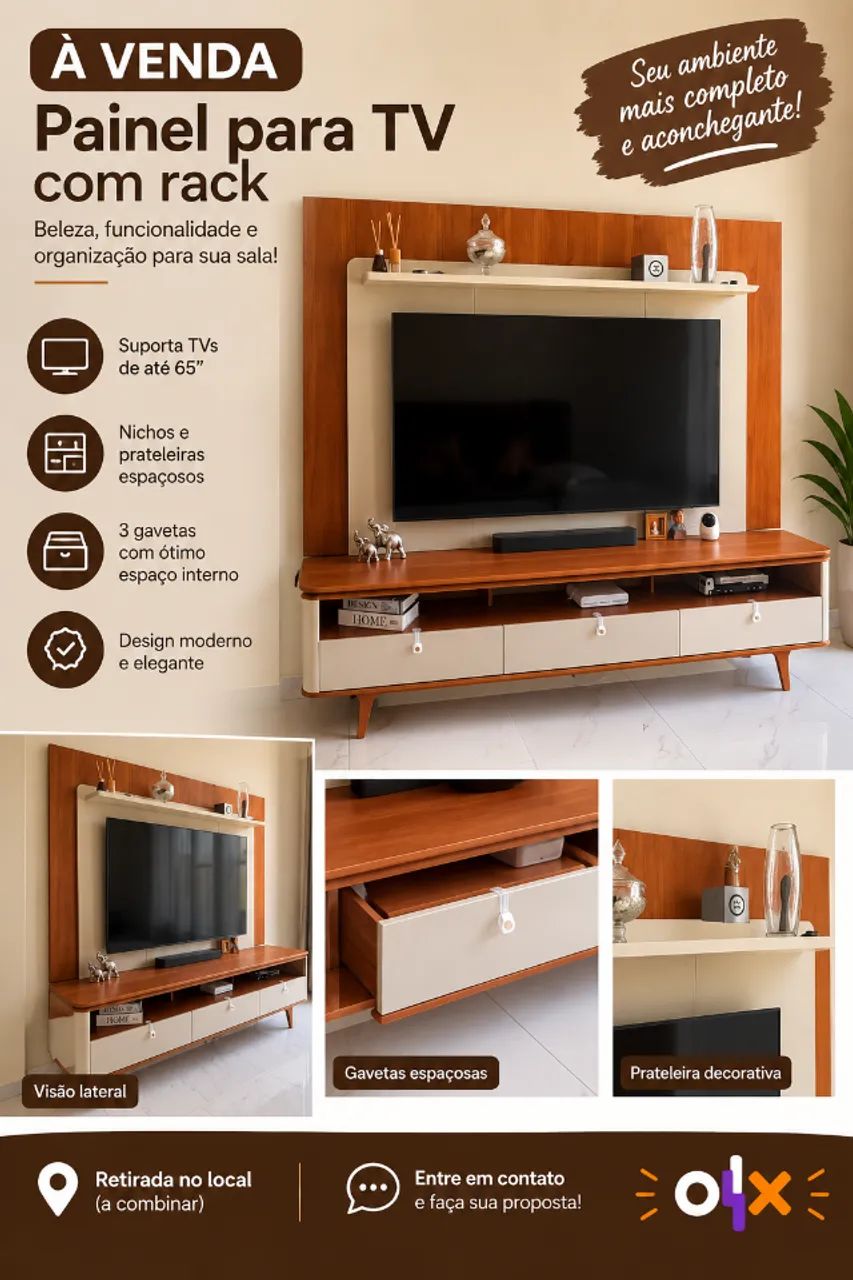 Painel chão e Rack de parede - Foto 2