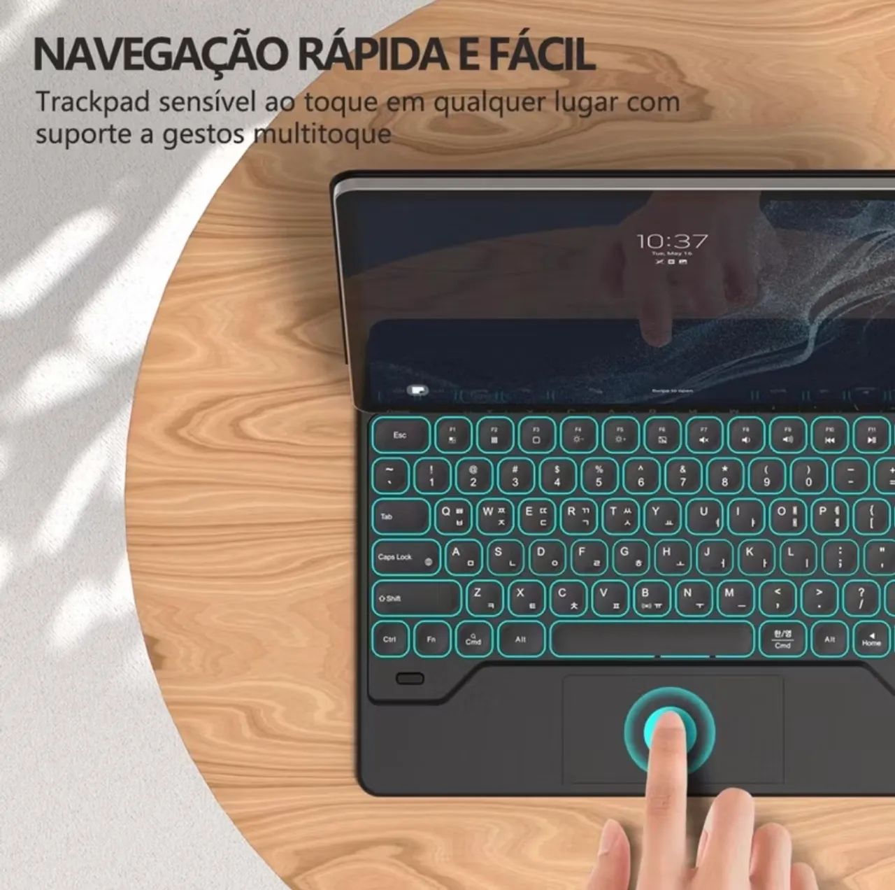 Capa c/ Teclado e Trackpad para Samsung Galaxy Tab S10+/S9 Fe+/S9+/S8+/S7+/S7 FE 12.4 POL - Foto 4