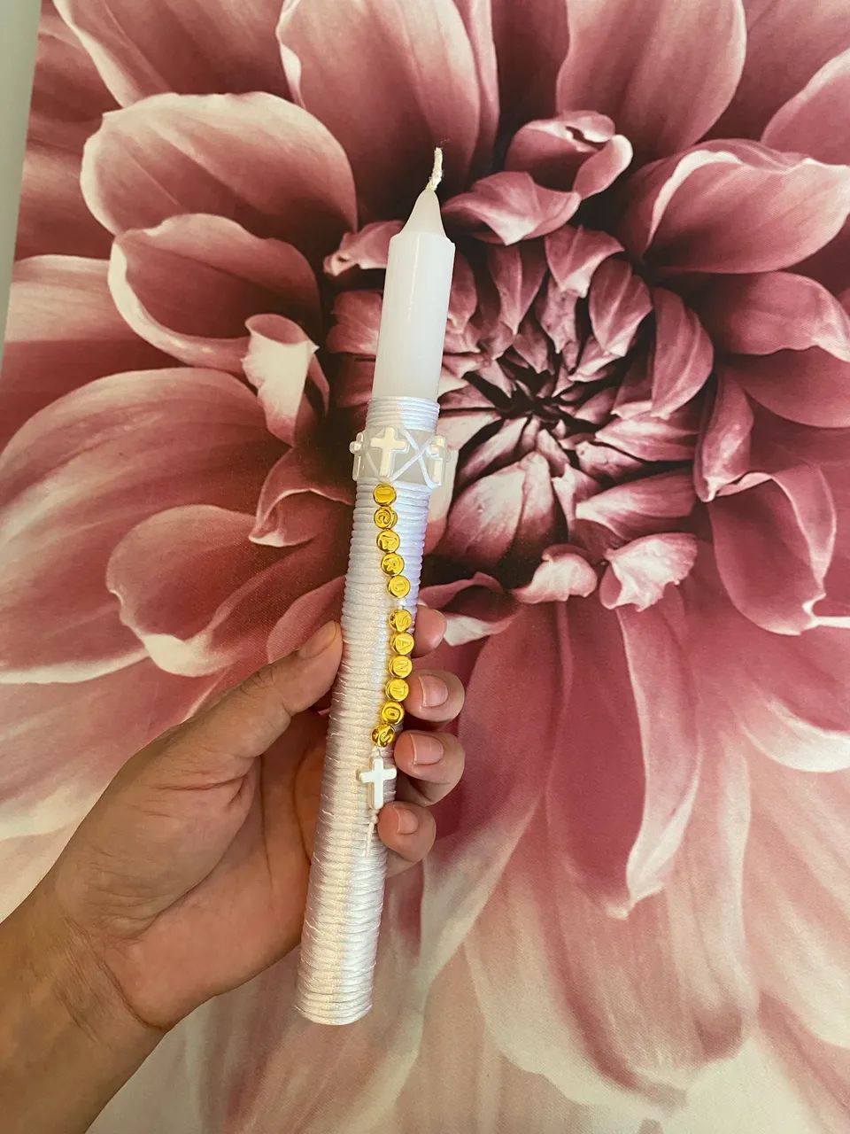 Vela decorada para batizado, comunhão e crisma. - Foto 3