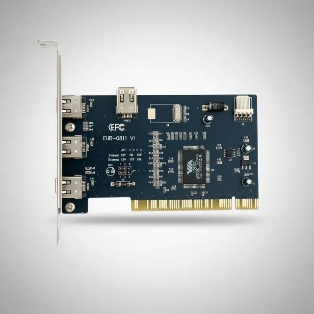 Placa FireWire IEEE 1394 PCI EUR-0811 V1 com 4 portas (3 externas