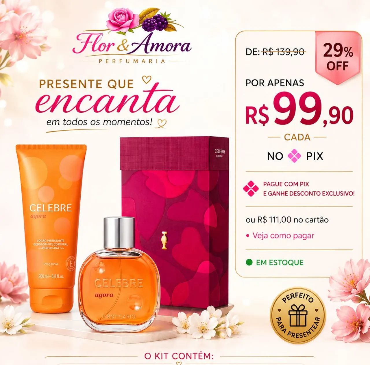 O boticário Kit Perfume +Hidratante 