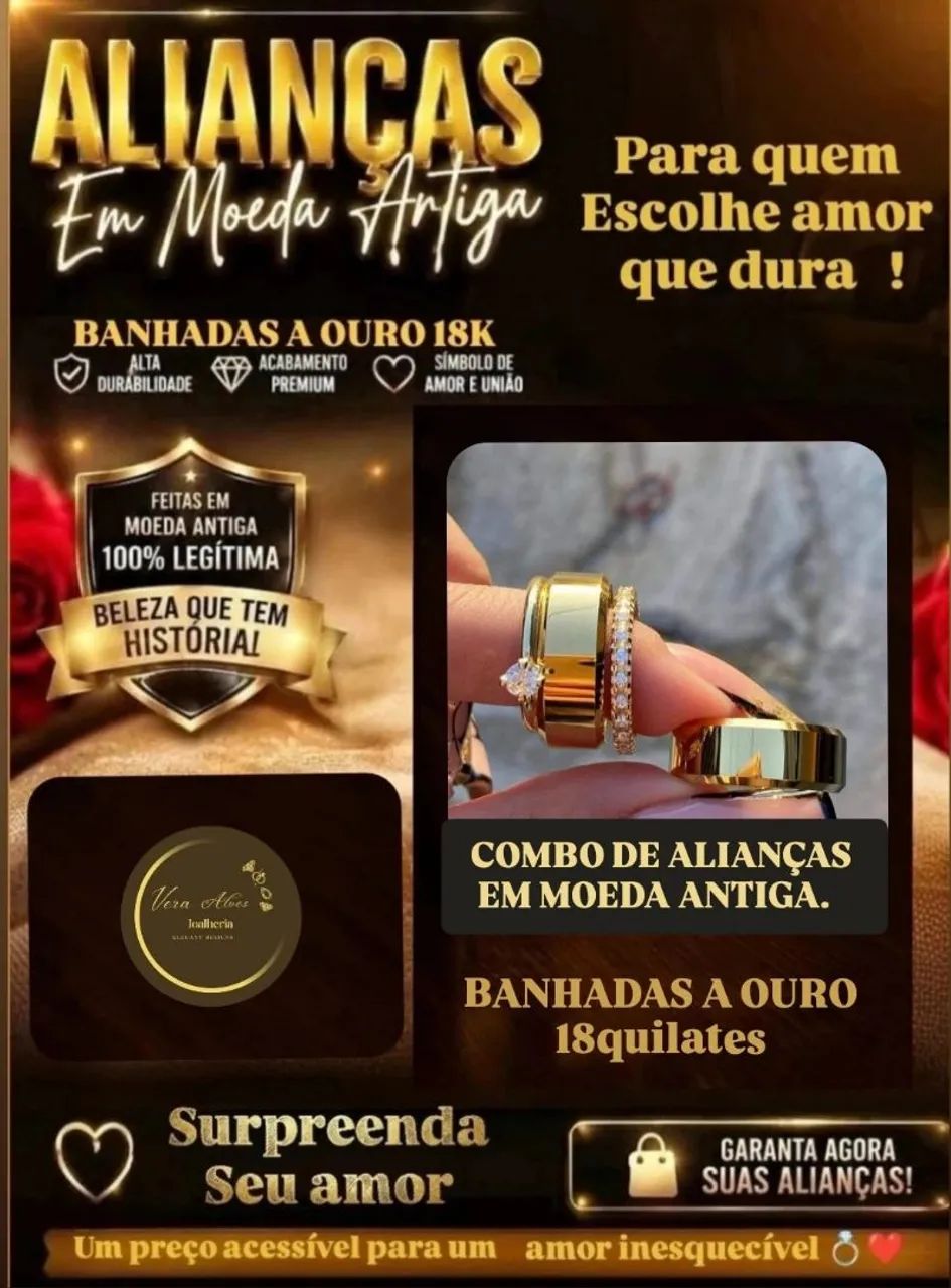 Kit casamento alianças de moeda antiga  - Foto 4
