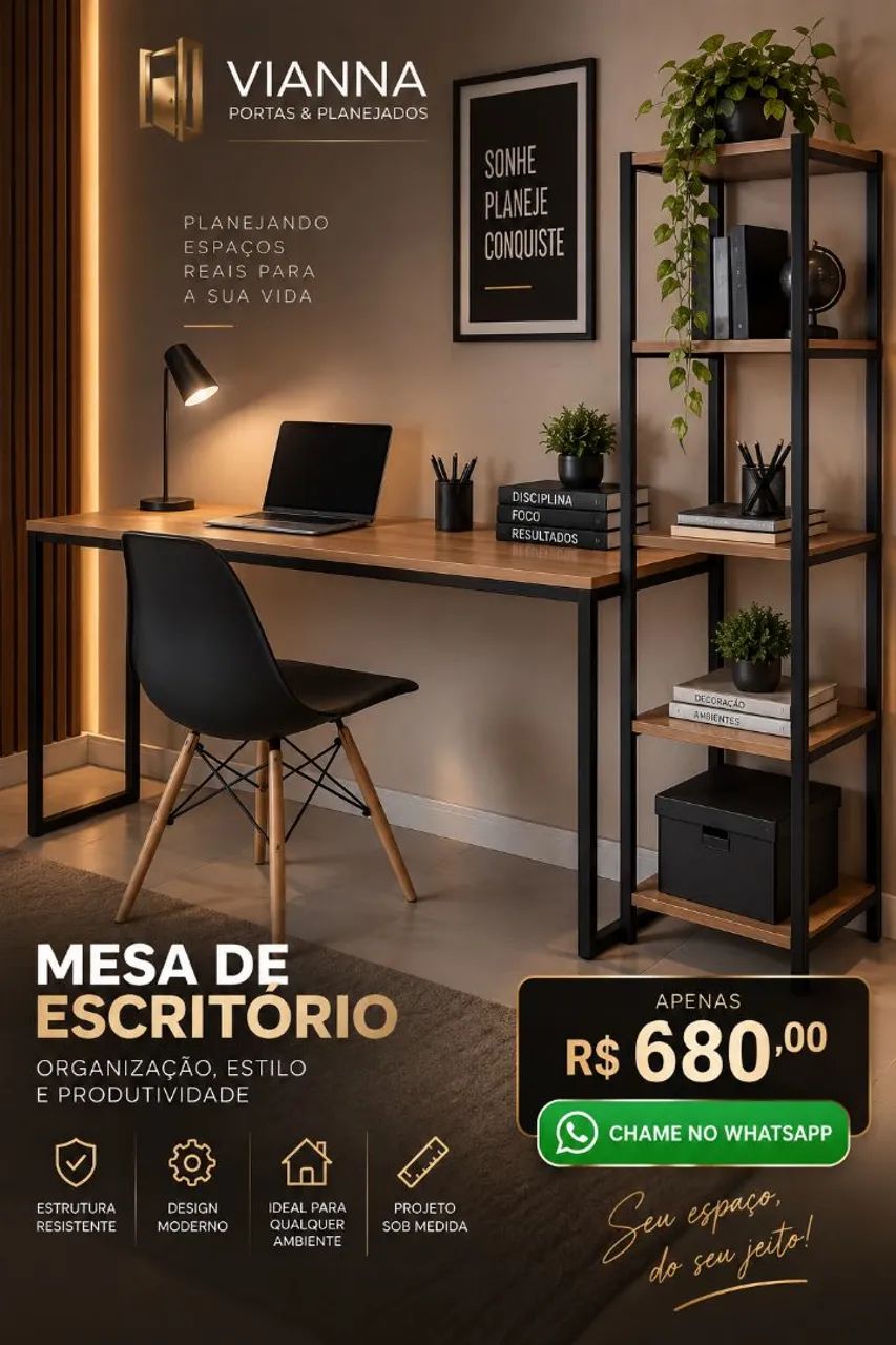 MESA DE ESCRITÓRIO COM TORRE LATERAL - Foto 3