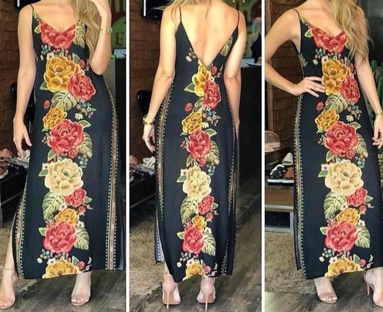 Vestido Farm M preto com fendas laterais  - Foto 3