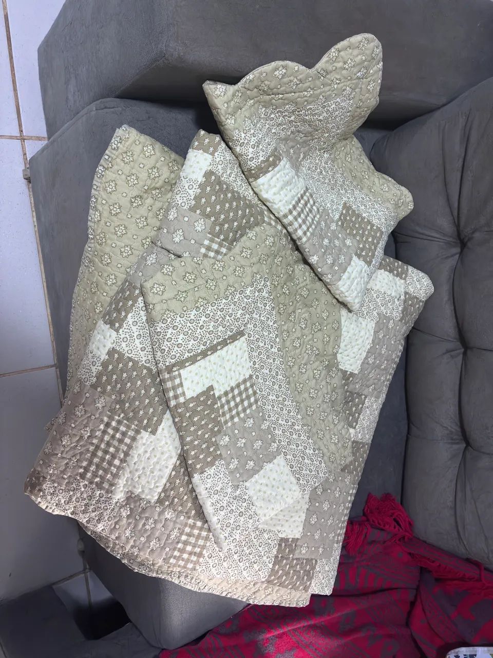 Kit Colcha Casal Usada Bege