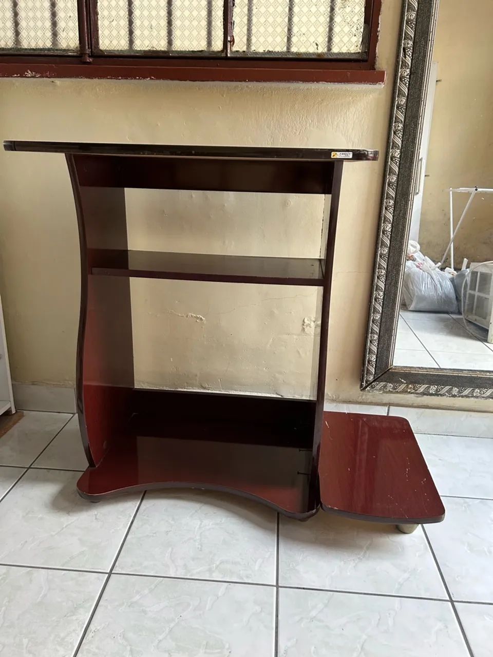Mesa de Computador/Escrivaninha Compacta Mogno - Foto 5