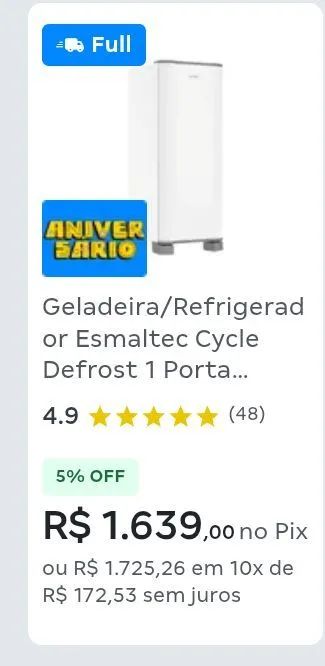 Refrigerador Esmaltec Cycle Defrost 