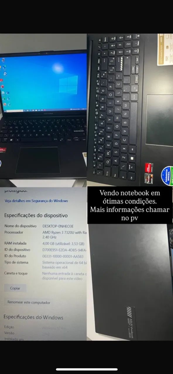 Notebook Assus vivo book Go 15