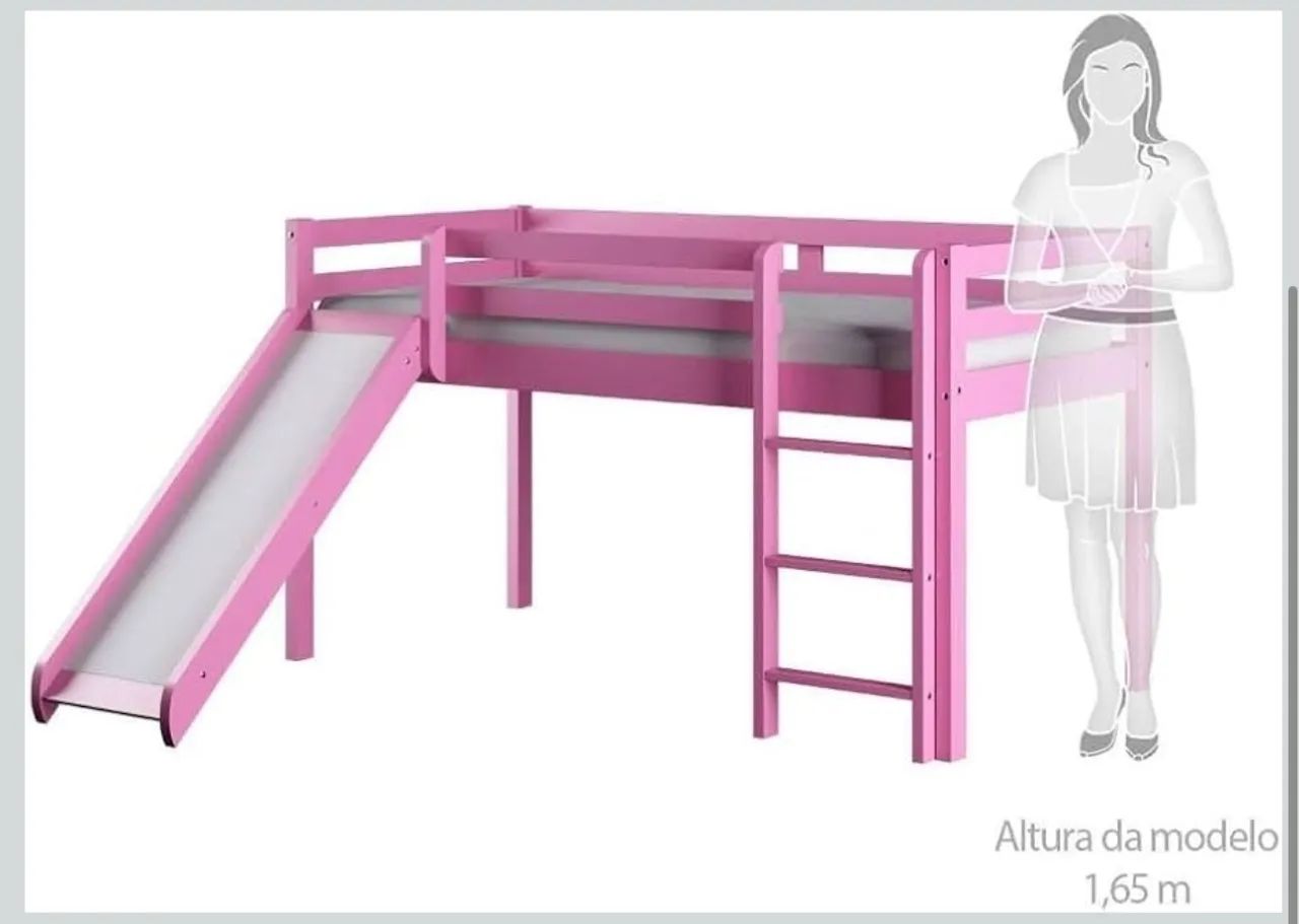 Cama rosa com escorregador - Foto 2
