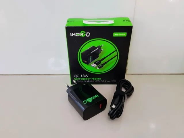 Carregador Turbo Imenso 18w com Cabo Tipo-C V8 e iPhone