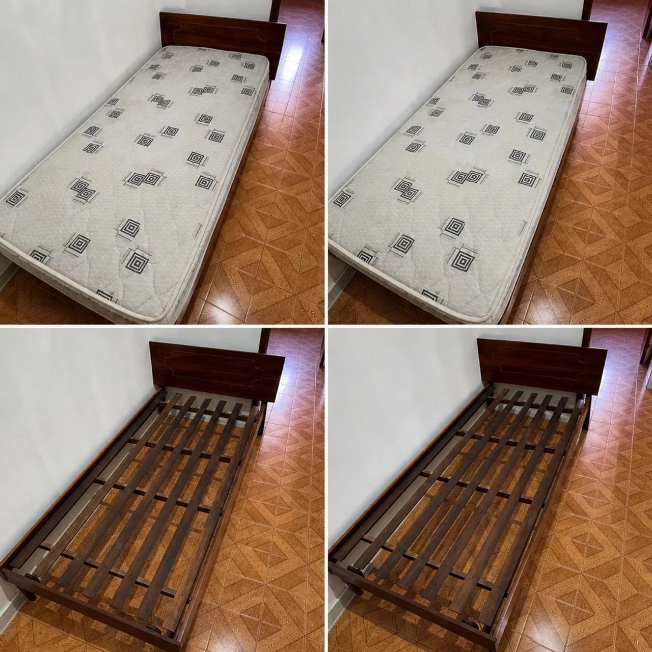 Cama de madeira maçiça+colchão