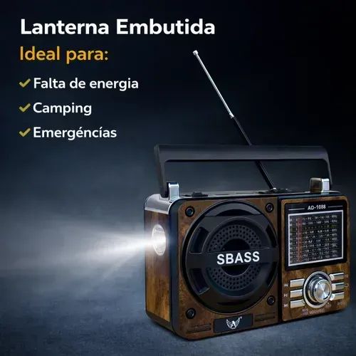 caixa de som radio com lanterna