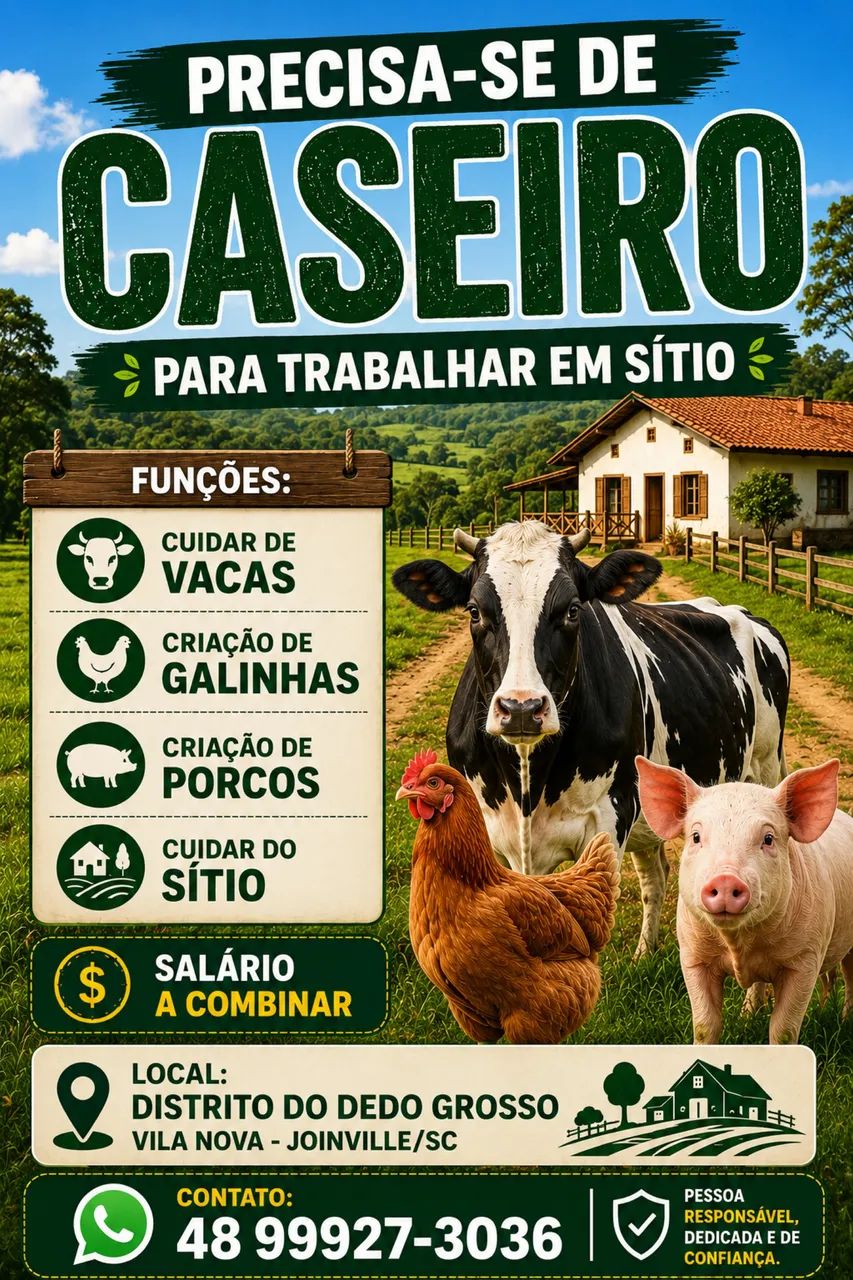 Procura-se caseiro para sítio 