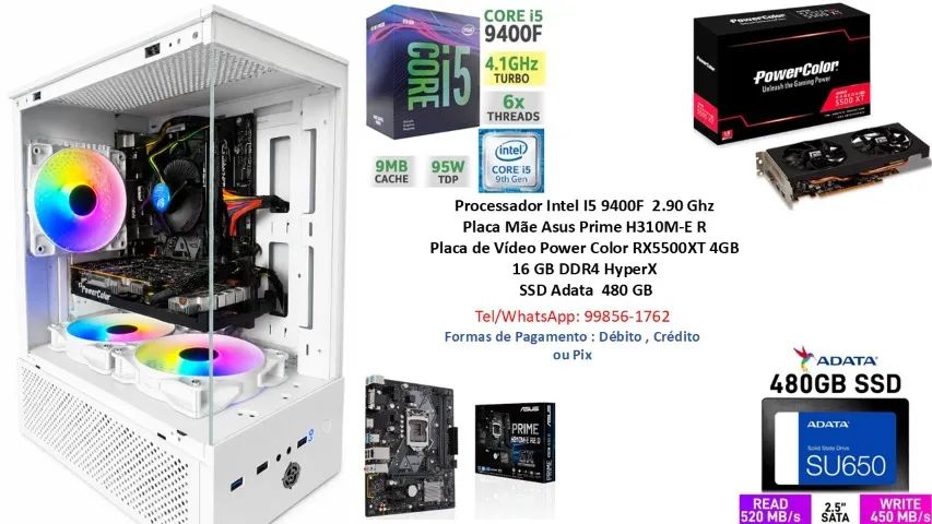 PC Gamer Core I5 9400F RX5500 XT 4GB - Completo - Até 12 X 227,00