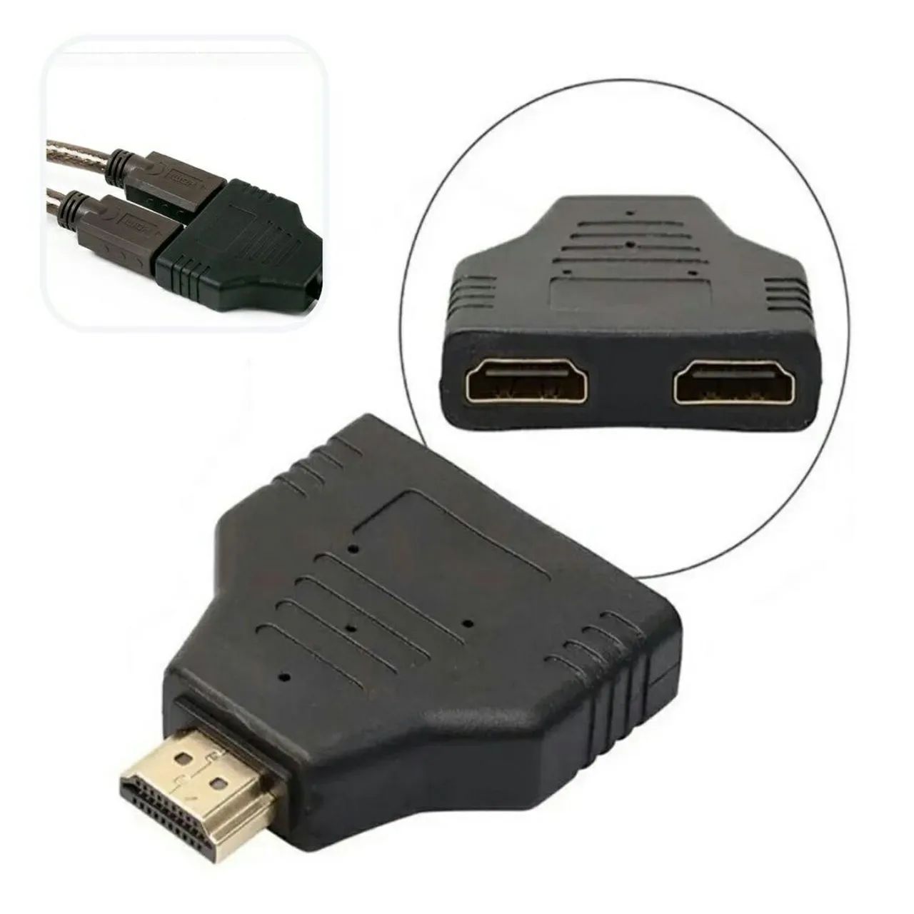 Adaptador Divisor Splitter 1 HDMI macho para 2 Fêmeas - Foto 3