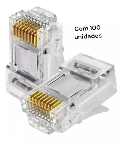 Kit 100 Conector Rj45 Cabo Rede Lan Plug Blindado Cat5e - Foto 2