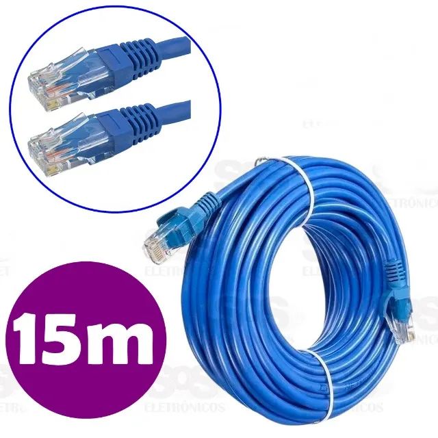 Cabo Rede Cat6 15m Internet Giga Lan Rj45