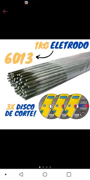 01kg Eletrodo 6013 de 2,50mm + 3 Discos Corte 4.1/2" - Soldaforte