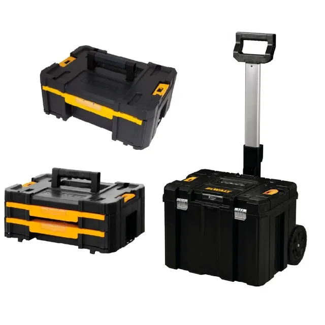 Kit Carrinho Profundo com Rodas 2 Caixas Organizadoras de Ferramentas Gaveta Tstak DeWalt