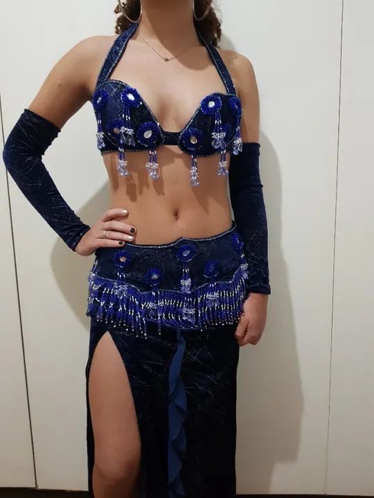 Roupa de dança do ventre azul