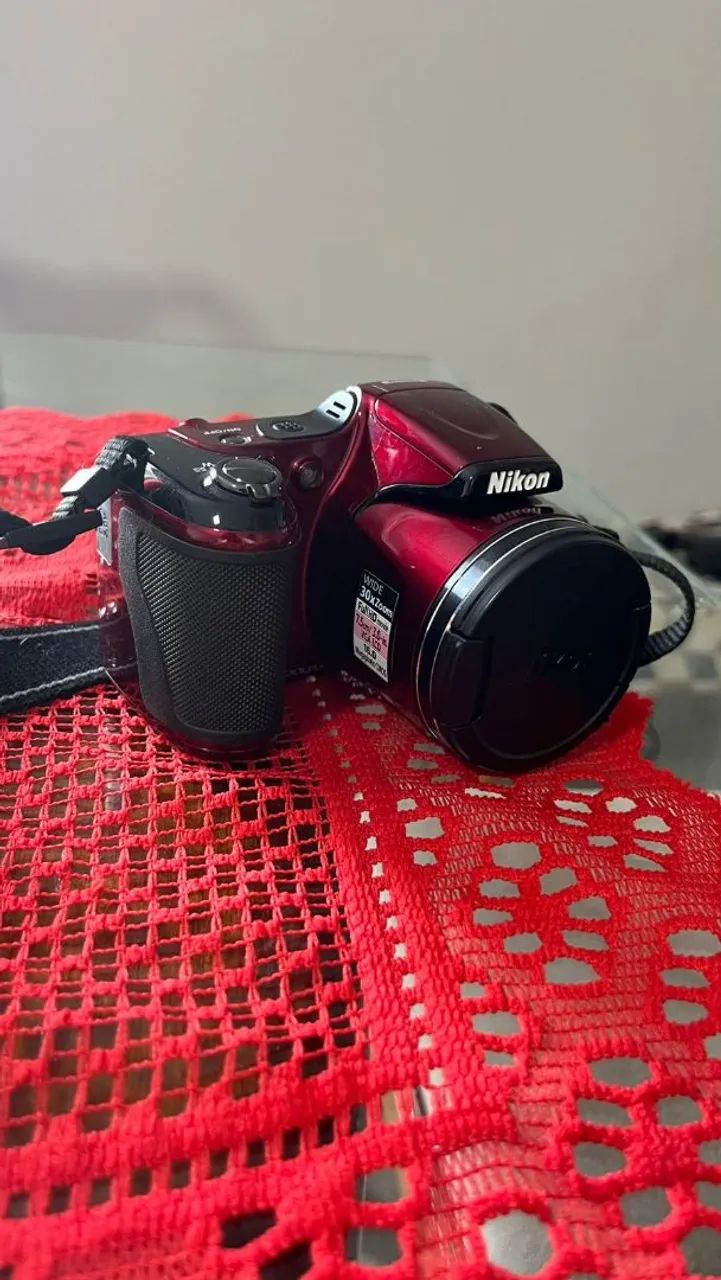 Câmera Nikon Coolpix L820 Vermelha - Completa c/ NF - Câmeras e