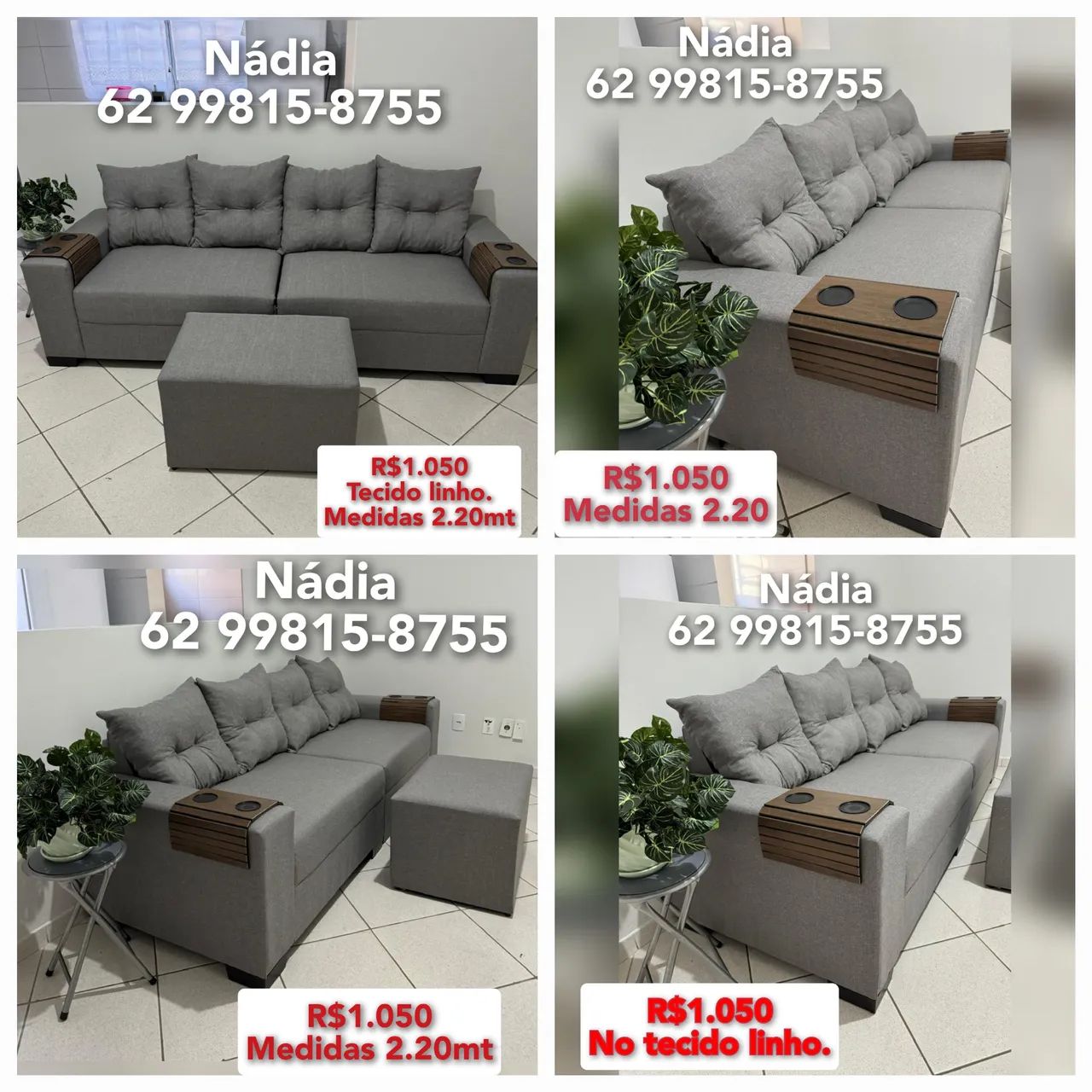 Sofá perfeito no linho 1.050