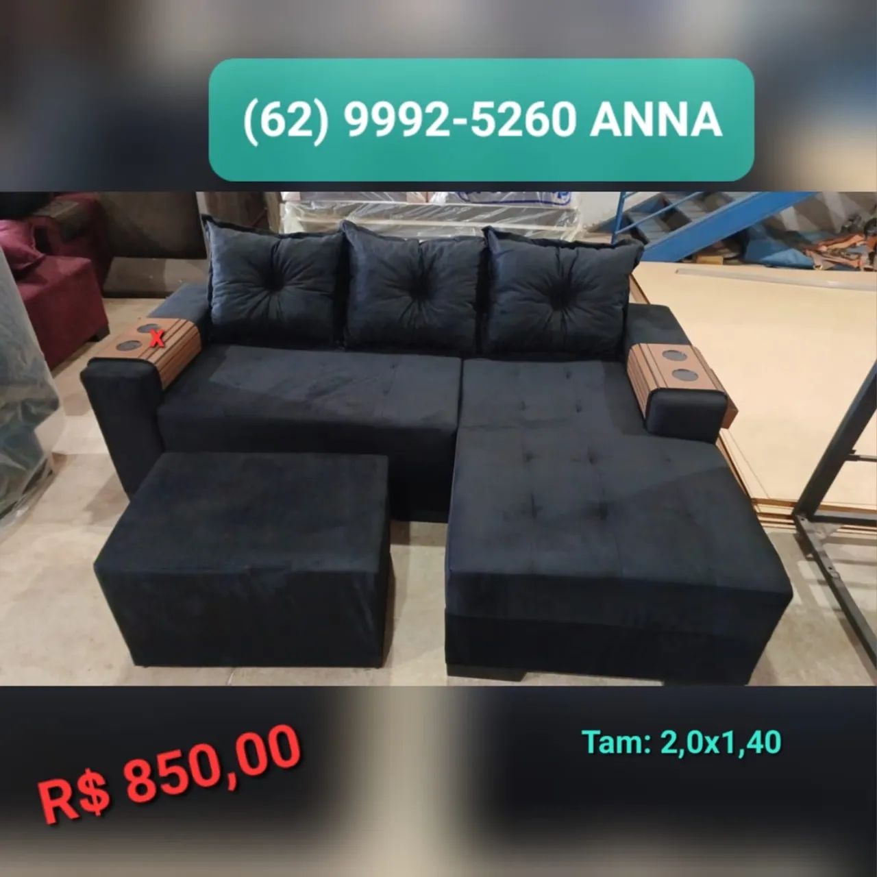 Sofá com puff - Preto //&//