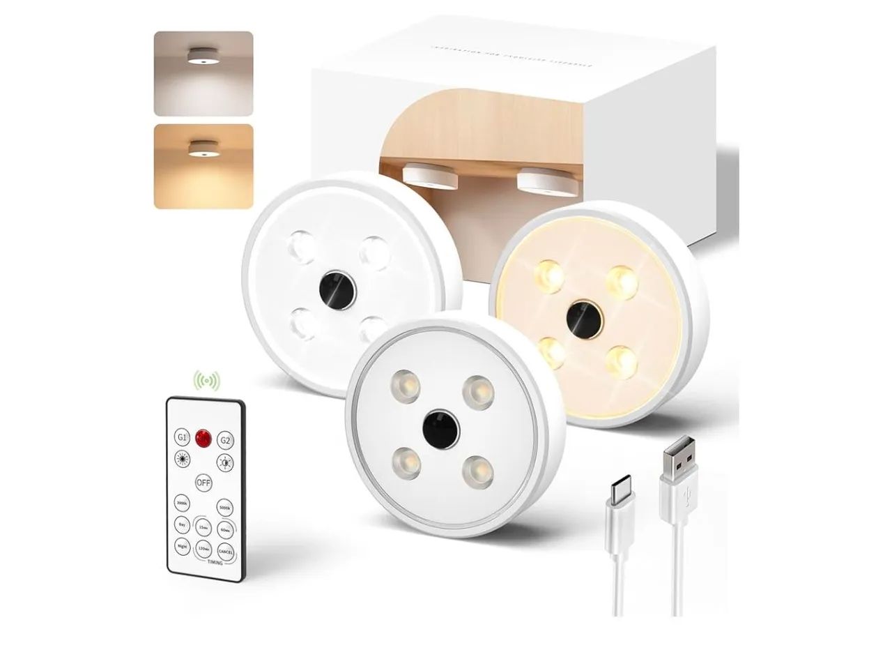 Kit de Luzes LED para Armários com Controle Remoto