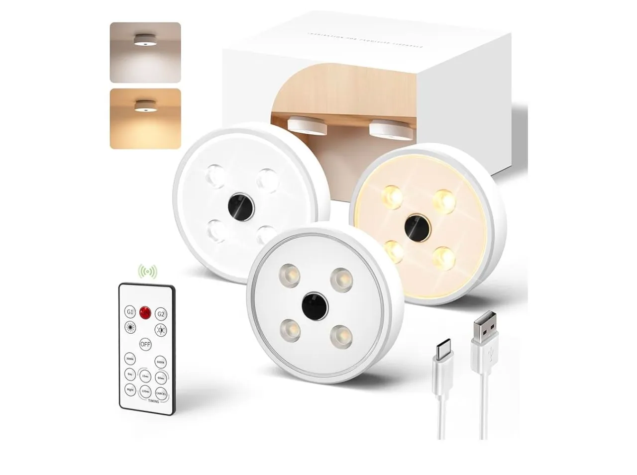 Kit de Luzes LED para Armários com Controle Remoto
