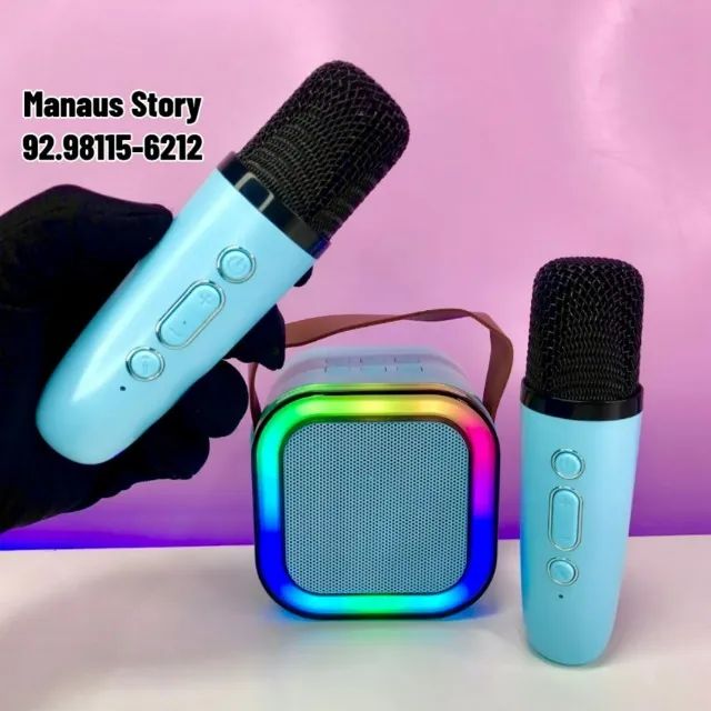 Caixinha De Som Com Microfone Bluetooth Karaoke