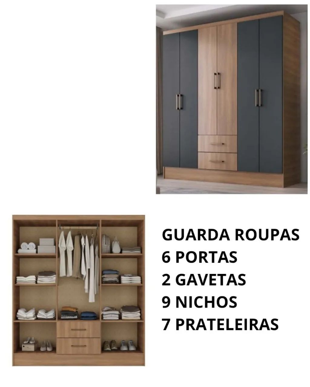 Roupeiros Guarda Roupas 2, 3, 4 e 6 Portas NOVO Solteiro Casal a partir 216,00
