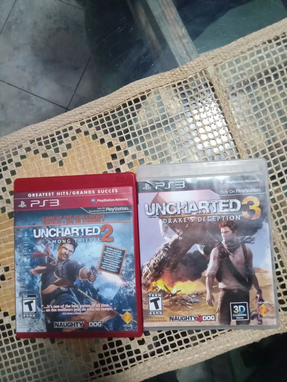2 jogos PlayStation PS3 Uncharted 2 e 3 originais mídia física