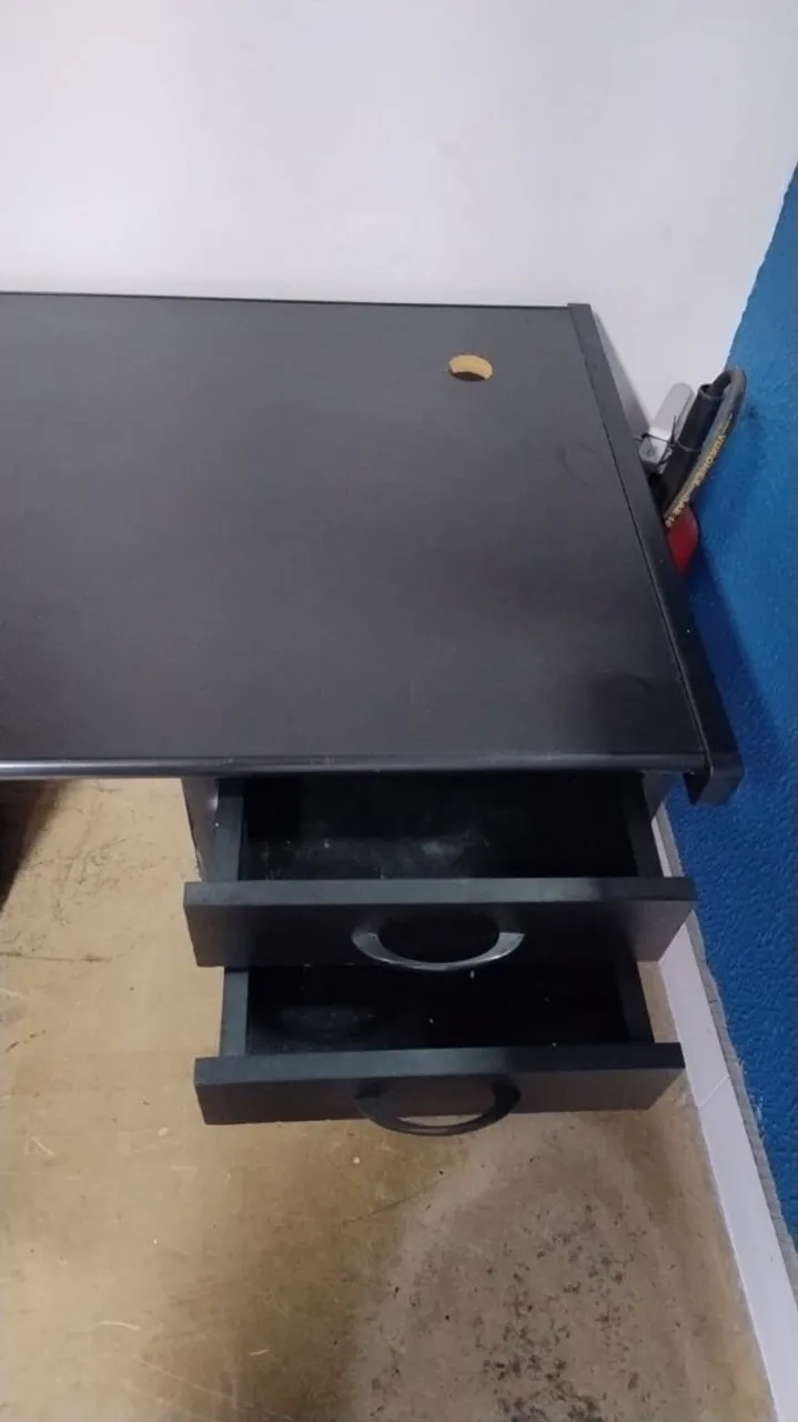 Mesa de escritório preta com gavetas 3 unidade