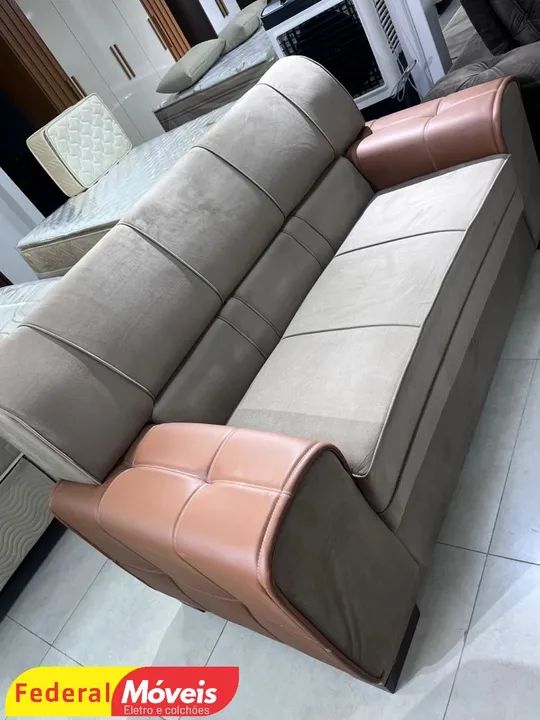 Sofá com 2 e 3 lugares Conjunto Detalhe em Courino - Super Oferta! - Foto 2