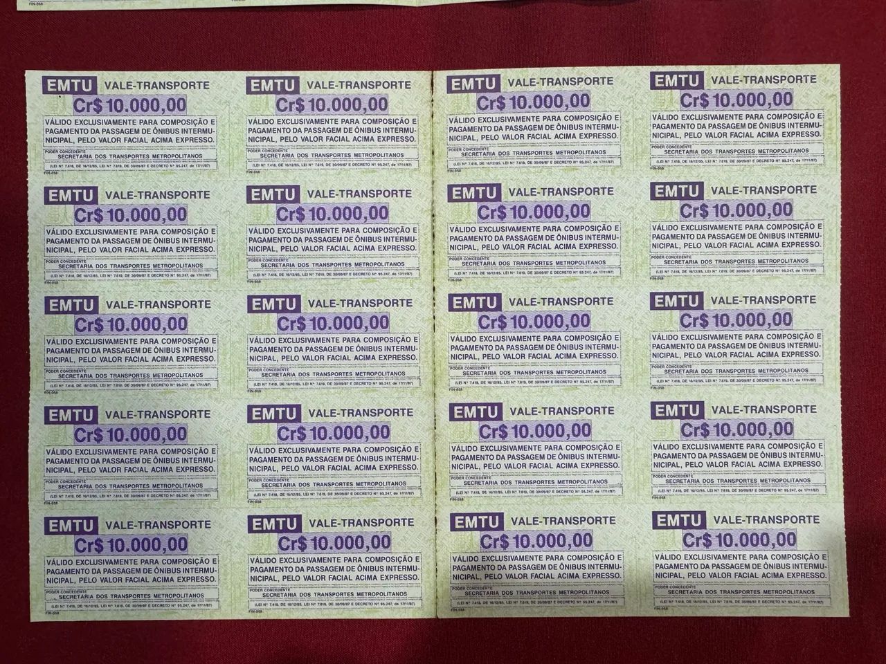 Cartela de vale transporte antigo retrô 32 unidades - Foto 4
