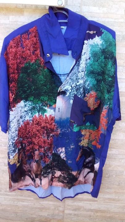 Camisa G Havaiana Masculina com Estampa Tropical 100% algodão 8 - Foto 3