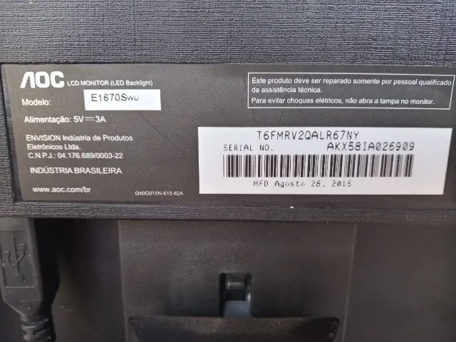 Monitor LED 15,6" AOC E1670Swu, HD, Widescreen, Vga, Usb - Foto 2